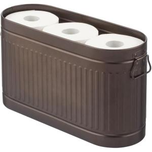 imagemDesign Large Steel Free Standing Toilet Paper Organizer 6Roll Tissue Storage Holder Container Bin for Bathroom Floor Fits Under Sink Vanity Shelf In Cabinet or Corner Oscar Collection  BlackBronze