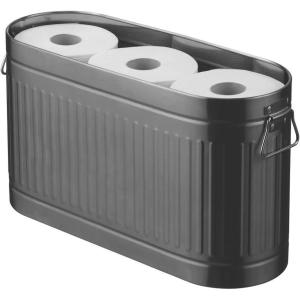 imagemDesign Large Steel Free Standing Toilet Paper Organizer 6Roll Tissue Storage Holder Container Bin for Bathroom Floor Fits Under Sink Vanity Shelf In Cabinet or Corner Oscar Collection  BlackGraphite