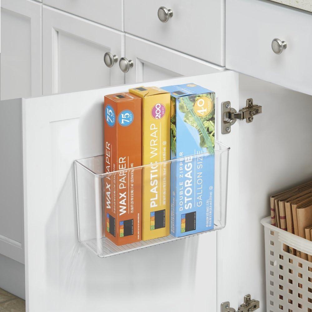 imagemDesign Plastic Adhesive Mount Storage Organizer Container for Kitchen or Pantry Wall Organization  Space Saving Holder for Sandwich Bags Foil  11quot Wide  Ligne Collection  2 Pack  Clear11 x 35 x 65 Pack of 1