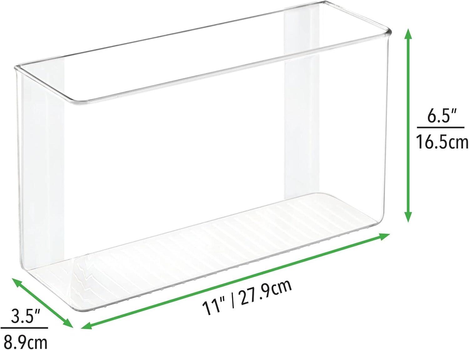imagemDesign Plastic Adhesive Mount Storage Organizer Container for Kitchen or Pantry Wall Organization  Space Saving Holder for Sandwich Bags Foil  11quot Wide  Ligne Collection  2 Pack  Clear11 x 35 x 65 Pack of 2