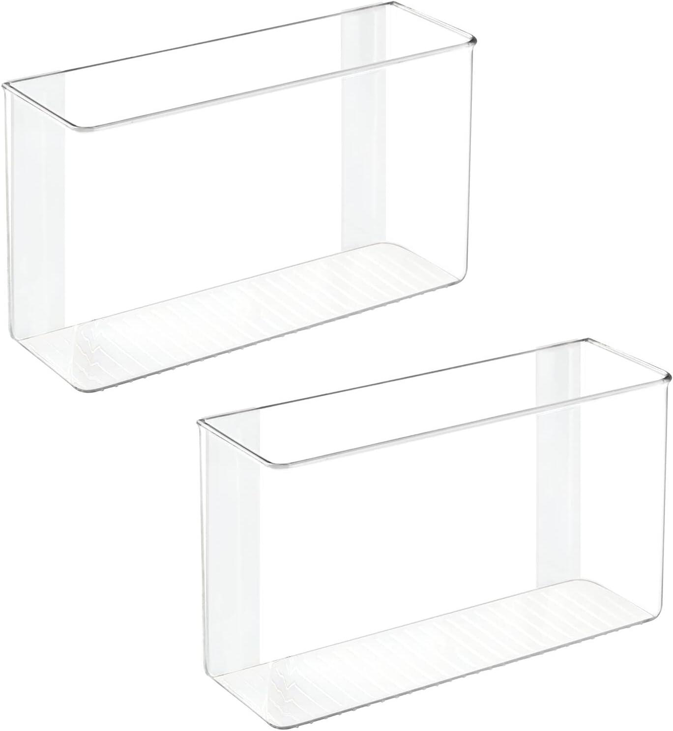 imagemDesign Plastic Adhesive Mount Storage Organizer Container for Kitchen or Pantry Wall Organization  Space Saving Holder for Sandwich Bags Foil  11quot Wide  Ligne Collection  2 Pack  Clear11 x 35 x 65 Pack of 2