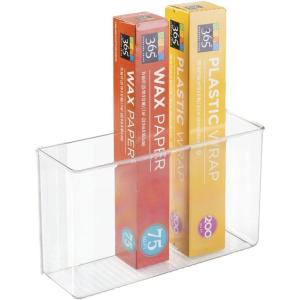 imagemDesign Plastic Adhesive Mount Storage Organizer Container for Kitchen or Pantry Wall Organization  Space Saving Holder for Sandwich Bags Foil  11quot Wide  Ligne Collection  2 Pack  Clear11 x 35 x 65 Pack of 1