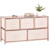 imagemDesign Chest of Drawers  Wide Set of Drawers with Wooden Top Shelf  Clothing Storage Tower for Socks Underwear Accessories  PinkRose GoldLight PinkRose Gold