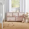 imagemDesign Chest of Drawers  Wide Set of Drawers with Wooden Top Shelf  Clothing Storage Tower for Socks Underwear Accessories  PinkRose GoldLight PinkRose Gold