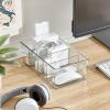 imagemDesign Plastic 4Section Office Storage Organizer Bin for Desk Cabinet Drawer or Closet  Desk Organizer or Drawer Organizer for Pens Pencils or Sticky Notes  Ligne Collection  Clear