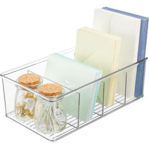imagemDesign Plastic 4Section Office Storage Organizer Bin for Desk Cabinet Drawer or Closet  Desk Organizer or Drawer Organizer for Pens Pencils or Sticky Notes  Ligne Collection  Clear
