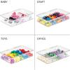 imagemDesign Plastic Divided First Aid Storage Box Kit with Hinge Lid for Bathroom Cabinet Closet  Organize Medicine Ointments Adhesive Bandages  5 Sections Ligne Collection 2 Pack  Clear