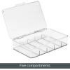 imagemDesign Plastic Divided First Aid Storage Box Kit with Hinge Lid for Bathroom Cabinet Closet  Organize Medicine Ointments Adhesive Bandages  5 Sections Ligne Collection 2 Pack  Clear