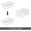 imagemDesign Plastic Divided First Aid Storage Box Kit with Hinge Lid for Bathroom Cabinet Closet  Organize Medicine Ointments Adhesive Bandages  5 Sections Ligne Collection 2 Pack  Clear