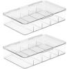 imagemDesign Plastic Divided First Aid Storage Box Kit with Hinge Lid for Bathroom Cabinet Closet  Organize Medicine Ointments Adhesive Bandages  5 Sections Ligne Collection 2 Pack  Clear
