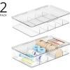 imagemDesign Plastic Divided First Aid Storage Box Kit with Hinge Lid for Bathroom Cabinet Closet  Organize Medicine Ointments Adhesive Bandages  5 Sections Ligne Collection 2 Pack  Clear
