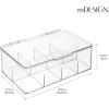 imagemDesign Plastic First Aid Kit Storage Box with Clear Top Lid for Bathroom Kitchen Cabinet Closet Drawer  Organizes Medicine Ointments Adhesive Bandages Dental 8 Divided Sections  Clear
