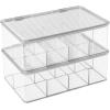 imagemDesign Plastic First Aid Kit Storage Box with Clear Top Lid for Bathroom Kitchen Cabinet Closet Drawer  Organizes Medicine Ointments Adhesive Bandages Dental 8 Divided Sections  Clear