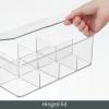 imagemDesign Plastic First Aid Kit Storage Box with Clear Top Lid for Bathroom Kitchen Cabinet Closet Drawer  Organizes Medicine Ointments Adhesive Bandages Dental 8 Divided Sections  Clear