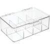 imagemDesign Plastic First Aid Kit Storage Box with Clear Top Lid for Bathroom Kitchen Cabinet Closet Drawer  Organizes Medicine Ointments Adhesive Bandages Dental 8 Divided Sections  Clear