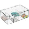 imagemDesign Plastic First Aid Kit Storage Box with Clear Top Lid for Bathroom Kitchen Cabinet Closet Drawer  Organizes Medicine Ointments Adhesive Bandages Dental 8 Divided Sections  Clear