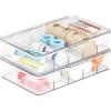 imagemDesign Plastic Divided First Aid Storage Box Kit with Hinge Lid for Bathroom Cabinet Closet Organize Medicine Ointments Adhesive Bandages 5 Sections Ligne Collection 2 Pack Clear