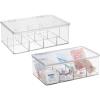 imagemDesign Plastic Divided First Aid Storage Box Kit with Hinge Lid for Bathroom Kitchen Cabinet Closet Organize Medicine Ointments Adhesive Bandages Dental 8 Sections 2 Pack Clear