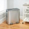 imagemDesign Metal Steel 16 Gallon60Liter Large Dual Compartment Step Trash Can Double Bin Trash CanRecycler Combo for Kitchen Holds Garbage Recycling Features Two Removable Liner Buckets  BronzeBrushed