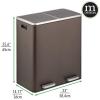 imagemDesign Metal Steel 16 Gallon60Liter Large Dual Compartment Step Trash Can Double Bin Trash CanRecycler Combo for Kitchen Holds Garbage Recycling Features Two Removable Liner Buckets  BronzeBronze