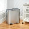 imagemDesign Metal Steel 16 Gallon60Liter Large Dual Compartment Step Trash Can Double Bin Trash CanRecycler Combo for Kitchen Holds Garbage Recycling Features Two Removable Liner Buckets  BronzeBrushed