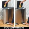 imagemDesign Metal Steel 16 Gallon60Liter Large Dual Compartment Step Trash Can Double Bin Trash CanRecycler Combo for Kitchen Holds Garbage Recycling Features Two Removable Liner Buckets  BronzeBrushed