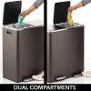 imagemDesign Metal Steel 16 Gallon60Liter Large Dual Compartment Step Trash Can Double Bin Trash CanRecycler Combo for Kitchen Holds Garbage Recycling Features Two Removable Liner Buckets  BronzeBronze