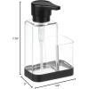 imagemDesign Modern Plastic Kitchen Sink Countertop Liquid Hand Soap Dispenser Pump Bottle Caddy with Storage Compartment  Holds and Stores Sponges Scrubbers and Brushes  ClearBrushedClearMatte Black
