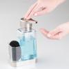 imagemDesign Modern Plastic Kitchen Sink Countertop Liquid Hand Soap Dispenser Pump Bottle Caddy with Storage Compartment  Holds and Stores Sponges Scrubbers and Brushes  ClearBrushedClearBrushed