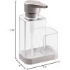 imagemDesign Modern Plastic Kitchen Sink Countertop Liquid Hand Soap Dispenser Pump Bottle Caddy with Storage Compartment  Holds and Stores Sponges Scrubbers and Brushes  ClearBrushedClearBrushed