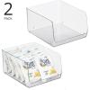 imagemDesign Modern Stackable Plastic Open Front Dip Extra Large Storage Organizer Bin Basket for Kitchen Organization Shelf Cubby Cabinet and Pantry Organizing Decor Ligne Collection  2 Pack  Clear12 x 10 x 625 Pack of 2