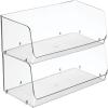 imagemDesign Modern Stackable Plastic Open Front Dip Extra Large Storage Organizer Bin Basket for Kitchen Organization Shelf Cubby Cabinet and Pantry Organizing Decor Ligne Collection  2 Pack  Clear775 x 15 x 625 Pack of 2