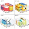 imagemDesign Modern Stackable Plastic Open Front Dip Extra Large Storage Organizer Bin Basket for Kitchen Organization Shelf Cubby Cabinet and Pantry Organizing Decor Ligne Collection  2 Pack  Clear12 x 10 x 625 Pack of 2