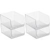 imagemDesign Modern Stackable Plastic Open Front Dip Extra Large Storage Organizer Bin Basket for Kitchen Organization Shelf Cubby Cabinet and Pantry Organizing Decor Ligne Collection  2 Pack  Clear12 x 10 x 625 Pack of 4