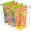 imagemDesign Plastic Deep Kitchen and Pantry Organizer Storage Bin with Handles for Cabinet Fridge Freezer  Food Storage Containers for Snacks Yogurt Pouches or Fruit Ligne Collection Clear