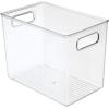 imagemDesign Plastic Deep Kitchen and Pantry Organizer Storage Bin with Handles for Cabinet Fridge Freezer  Food Storage Containers for Snacks Yogurt Pouches or Fruit Ligne Collection Clear