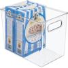 imagemDesign Plastic Deep Kitchen and Pantry Organizer Storage Bin with Handles for Cabinet Fridge Freezer  Food Storage Containers for Snacks Yogurt Pouches or Fruit Ligne Collection Clear
