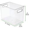 imagemDesign Plastic Deep Kitchen and Pantry Organizer Storage Bin with Handles for Cabinet Fridge Freezer  Food Storage Containers for Snacks Yogurt Pouches or Fruit Ligne Collection Clear
