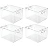 imagemDesign Plastic Storage Organizer Container Bin for Kitchen Organization in Pantry Cabinet Countertop Fridge Refrigerator and Freezer  Hold Food Drink or Snacks Ligne Collection 4 Pack Clear12 x 10 x 8 Pack of 4