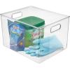 imagemDesign Plastic Storage Organizer Container Bin for Kitchen Organization in Pantry Cabinet Countertop Fridge Refrigerator and Freezer  Hold Food Drink or Snacks Ligne Collection 4 Pack Clear12 x 10 x 8 Pack of 4