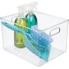 imagemDesign Plastic Storage Organizer Container Bin for Kitchen Organization in Pantry Cabinet Countertop Fridge Refrigerator and Freezer  Hold Food Drink or Snacks Ligne Collection 4 Pack Clear12 x 10 x 8 Pack of 4