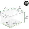imagemDesign Plastic Storage Organizer Container Bin for Kitchen Organization in Pantry Cabinet Countertop Fridge Refrigerator and Freezer  Hold Food Drink or Snacks Ligne Collection 4 Pack Clear12 x 10 x 8 Pack of 4