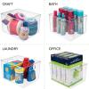 imagemDesign Plastic Storage Organizer Container Bin for Kitchen Organization in Pantry Cabinet Countertop Fridge Refrigerator and Freezer  Hold Food Drink or Snacks Ligne Collection 4 Pack Clear12 x 10 x 8 Pack of 4