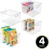 imagemDesign Plastic Storage Organizer Container Bin for Kitchen Organization in Pantry Cabinet Countertop Fridge Refrigerator and Freezer  Hold Food Drink or Snacks Ligne Collection 4 Pack Clear12 x 10 x 8 Pack of 4