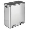 imagemDesign Metal Steel 16 Gallon60Liter Large Dual Compartment Step Trash Can Double Bin Trash CanRecycler Combo for Kitchen Holds Garbage Recycling Features Two Removable Liner Buckets  BronzeBrushed