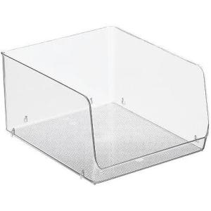 imagemDesign Modern Stackable Plastic Open Front Dip Extra Large Storage Organizer Bin Basket for Kitchen Organization Shelf Cubby Cabinet and Pantry Organizing Decor Ligne Collection  2 Pack  Clear12 x 10 x 625 Pack of 4