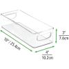 imagemDesign Plastic Long Stackable Storage Organizer Container Organization Bin wHandles for Kitchen Pantry Fridge Freezer Cabinet Perfect to Hold Breast Milk  Ligne Collection  Clear10 x 4 x 3 Pack of 2