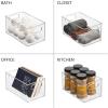imagemDesign Plastic Long Stackable Storage Organizer Container Organization Bin wHandles for Kitchen Pantry Fridge Freezer Cabinet Perfect to Hold Breast Milk  Ligne Collection  Clear10 x 6 x 5 Pack of 2