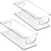 imagemDesign Plastic Long Stackable Storage Organizer Container Organization Bin wHandles for Kitchen Pantry Fridge Freezer Cabinet Perfect to Hold Breast Milk  Ligne Collection  Clear10 x 4 x 3 Pack of 2