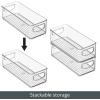 imagemDesign Plastic Long Stackable Storage Organizer Container Organization Bin wHandles for Kitchen Pantry Fridge Freezer Cabinet Perfect to Hold Breast Milk  Ligne Collection  Clear10 x 4 x 3 Pack of 2